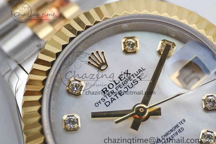 MiroTime 0105 Datejust 28mm 279179 SS YG TWF Best Edition White Diamonds Markers Dial on SS YG Jubilee Bracelet NH SunProtective 2144